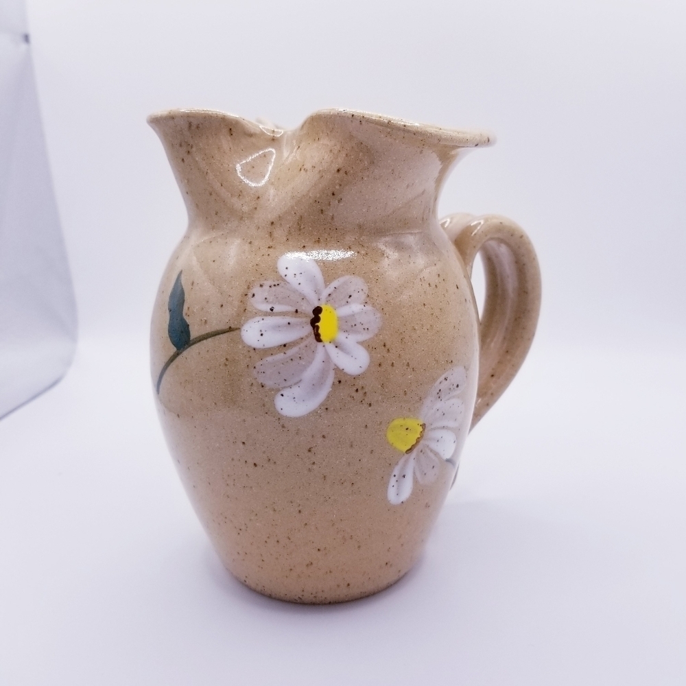Three Rivers Pottery Floral Daisy Stoneware Pitcher